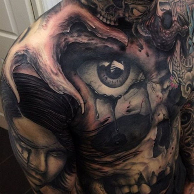 Tattoo 3D Olho no peito