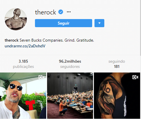 perfis mais seguidos do Instagram the rock